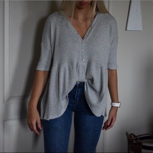 Impressions Grey Waffle Top